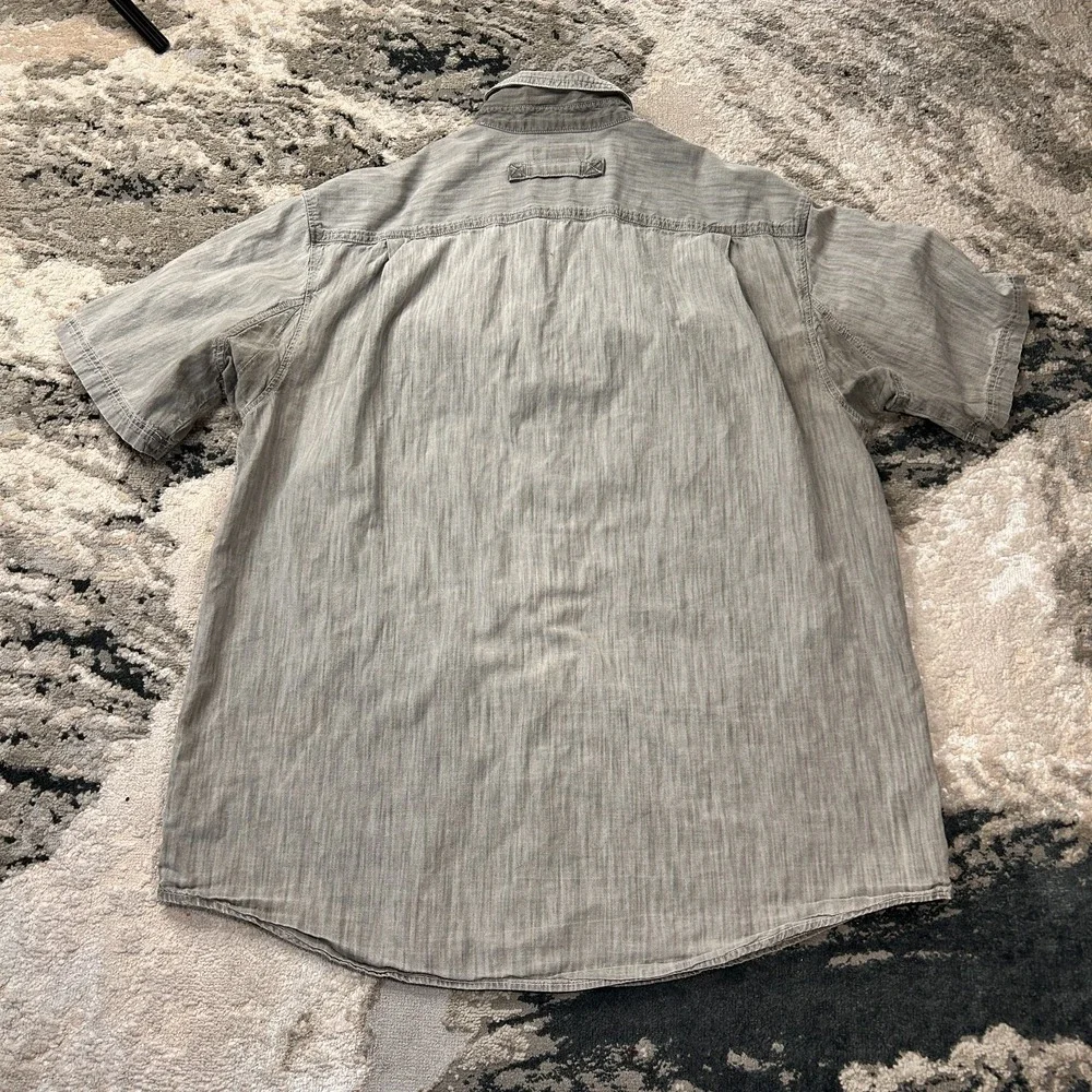 Duluth Shirt Mens Extra Large Tall Gray Heathered Cotton Round Hem Button Down‎